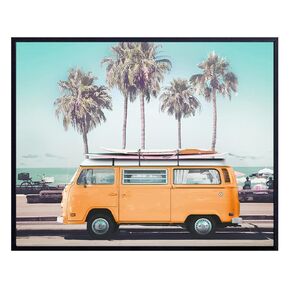 Surf Decor - Surf Van Wall Art - Surfing Wall Art - Volkswagen Van - Ocean Beach House Wall Decor - Tropical Wall Art Photo for Summer Home, Living Room, Bedroom, Bathroom - Gift for Surfer