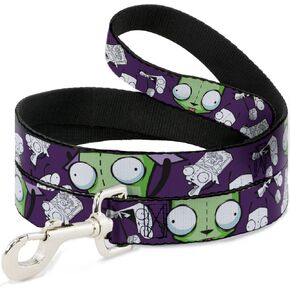 Nickelodeon Pet Leash, Dog Leash, Invader Zim GIR Poses and Sketch Purple, 6 Feet Long 1.0 Inch Wide