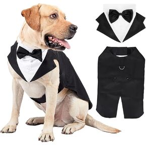 Dog Costume Large Dog Tuxedo Bandana Suit 2-Piece Removeable,Dogs Wedding Attire Outfit for Large and Medium Dogs,Golden Retriever, Labrador, Samo,Bulldogs
