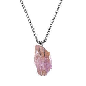 Raw Black Tourmaline Stone Pendant Necklace, Crystal Pendant 10-20 mm, Necklace for Women, Raw Crystal Jewelry, 16 + 2 Inches Adjustable Black Plated Chain (Black Tourmaline)