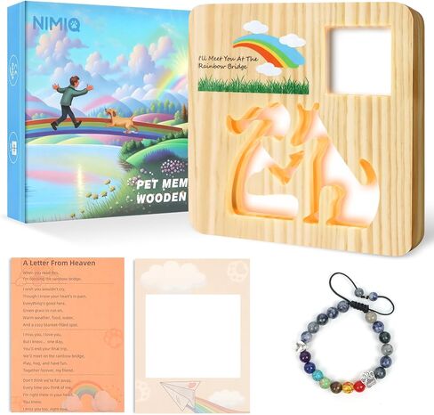 Pet Dog Rainbow Bridge Memorial Gifts Light - Bereavement, Sympathy Gift for Loss of Dog - Unique and Meaningful Dog Decor and Remembrance Gift for Pet Lovers (Dog and Woman) in Saudi Arabia