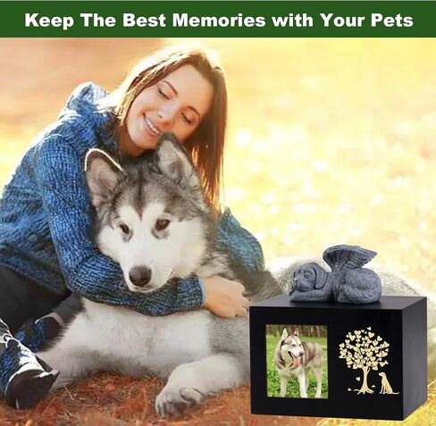 Pet Ashes Box Urns for Dog Memorial XLarge Wooden Funeral Cremation Urns with Photo Frame Memorial Keepsake Memory Box with Black Flannel as Lining Loss Pet Memorial Remembrance in Saudi Arabia