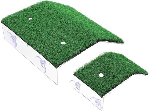 Mipcase Reptile 2pcs Lawn Turtle Basking Platform Turtle Resting Basking Platform Tortoise Climbing Ladder Simulation Grass Turtle Ramp for Turtle Tank Reptisoil in Saudi Arabia