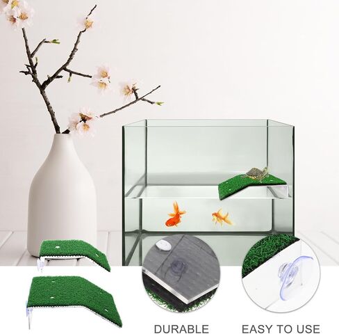Mipcase Reptile 2pcs Lawn Turtle Basking Platform Turtle Resting Basking Platform Tortoise Climbing Ladder Simulation Grass Turtle Ramp for Turtle Tank Reptisoil in Saudi Arabia