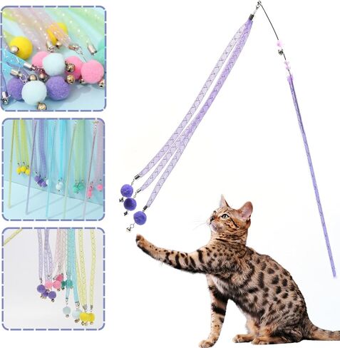 Cat Feather Wand for Endless Interactive Play, Cat Wand Toy to Stimulate Natural Instincts, Perfect Cat Fishing Pole Toy with Durable PVC Rod for Indoor Cats in Saudi Arabia