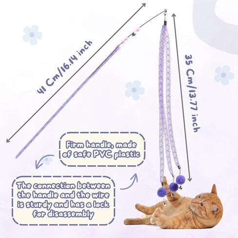 Cat Feather Wand for Endless Interactive Play, Cat Wand Toy to Stimulate Natural Instincts, Perfect Cat Fishing Pole Toy with Durable PVC Rod for Indoor Cats in Saudi Arabia