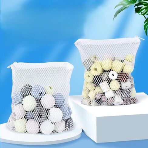 أكياس وسائط فلتر، أكياس وسائط فلتر حوض السمك 10 قطع مقاس 12.9 × 9 بوصة أكياس شبكية من النايلون لحوض السمك مع سحاب بلاستيكي، حقيبة شبكية دقيقة بيضاء لخزان الأسماك لحبيبات الكربون والكرات الحيوية وحلقات السيراميك in Kuwait