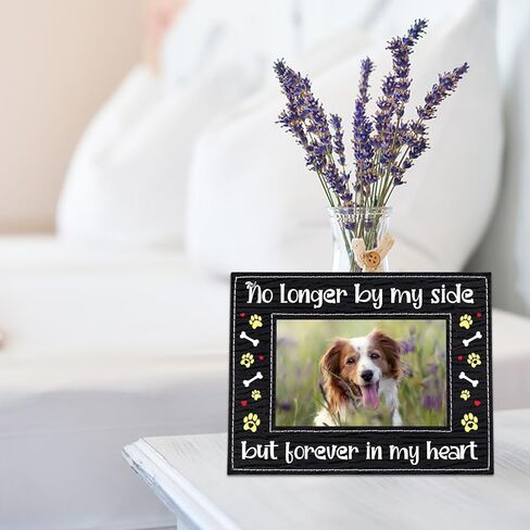 PETCEE الكلب التذكاري إطار الصورة الحيوانات الأليفة الهدايا التذكارية إلى الأبد في قلبي هدية الفجيعة الكلب عقد 4x6 صور في 6x8 إطار من الجلد فقدان تعاطف الكلب هدية الكلب الهدايا التذكارية لفقدان كلب أليف in Kuwait