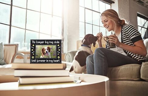 PETCEE الكلب التذكاري إطار الصورة الحيوانات الأليفة الهدايا التذكارية إلى الأبد في قلبي هدية الفجيعة الكلب عقد 4x6 صور في 6x8 إطار من الجلد فقدان تعاطف الكلب هدية الكلب الهدايا التذكارية لفقدان كلب أليف in Kuwait