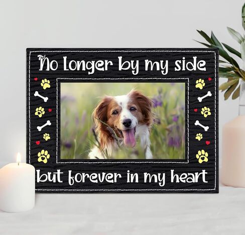 PETCEE الكلب التذكاري إطار الصورة الحيوانات الأليفة الهدايا التذكارية إلى الأبد في قلبي هدية الفجيعة الكلب عقد 4x6 صور في 6x8 إطار من الجلد فقدان تعاطف الكلب هدية الكلب الهدايا التذكارية لفقدان كلب أليف in Kuwait