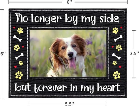 PETCEE الكلب التذكاري إطار الصورة الحيوانات الأليفة الهدايا التذكارية إلى الأبد في قلبي هدية الفجيعة الكلب عقد 4x6 صور في 6x8 إطار من الجلد فقدان تعاطف الكلب هدية الكلب الهدايا التذكارية لفقدان كلب أليف in Kuwait