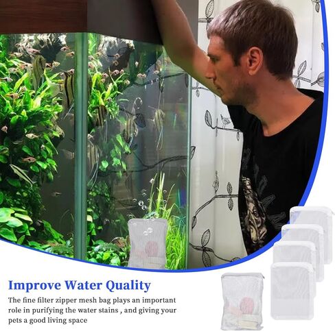 15 Pcs Fish Tank Filter Media Bags 8x6 Inch Aquarium Filter Material Fine Net with Zipper White Reusable Aquarium Mesh Filter Media Bags for Activated Carbon Ceramic Rings Bio Filter Balls in Saudi Arabia