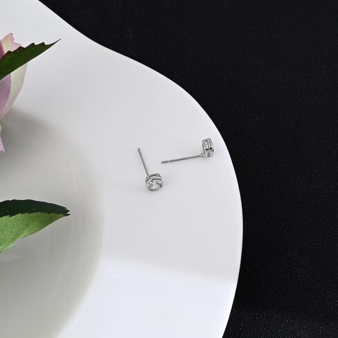 Cubic Zirconia Earrings Studs Earrings 925 Sterling Silver Earrings for Women Hypoallergenic Earrings Silver Diamond Earrings for Women in Saudi Arabia