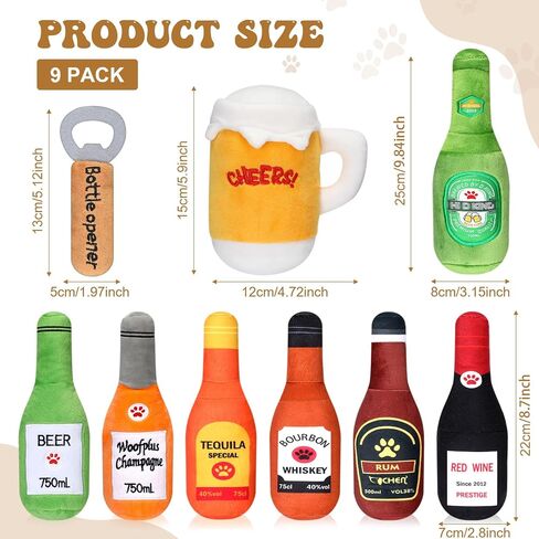 9 قطع زجاجة مياه بيرة، ألعاب للكلاب تصدر أصواتًا كبيرة، ألعاب للكلاب تصدر أصواتًا كبيرة الحجم، تصميم فتاحة البيرة، ألعاب للكلاب، ألعاب تفاعلية مضحكة للكلاب مع أصوات صرير للكلاب الصغيرة والمتوسطة in Kuwait