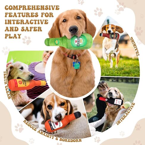 9 قطع زجاجة مياه بيرة، ألعاب للكلاب تصدر أصواتًا كبيرة، ألعاب للكلاب تصدر أصواتًا كبيرة الحجم، تصميم فتاحة البيرة، ألعاب للكلاب، ألعاب تفاعلية مضحكة للكلاب مع أصوات صرير للكلاب الصغيرة والمتوسطة in Kuwait