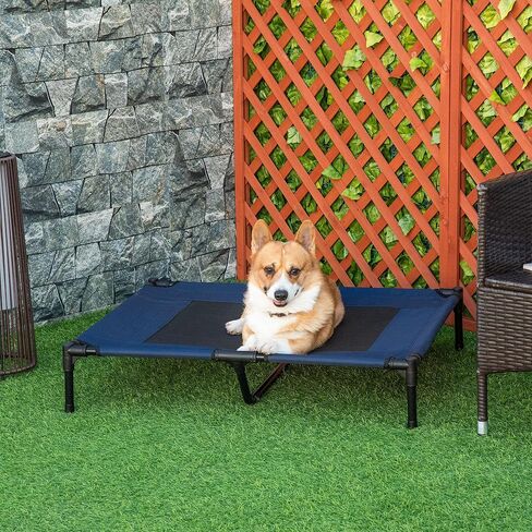 PawHut 36" x 30" Elevated Cooling Summer Dog Cot Pet Bed With Mesh Ventilation - Red in Kuwait