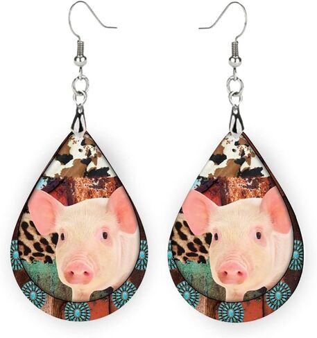 Pig Earrings - Pig Lover - Piglet - 4-H - Swine - Pig Teardrop Earrings - Western Pig Earrings - Western Dangle Earrings in Saudi Arabia