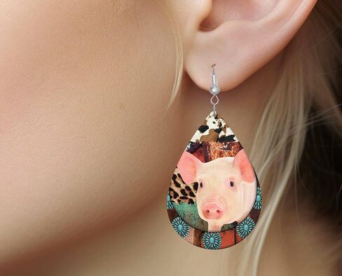 Pig Earrings - Pig Lover - Piglet - 4-H - Swine - Pig Teardrop Earrings - Western Pig Earrings - Western Dangle Earrings in Saudi Arabia