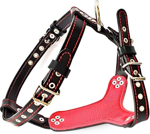 Bestia Studded Leather Harness. French Bulldog Size. 100% Leather. Handmade in Europe in Saudi Arabia