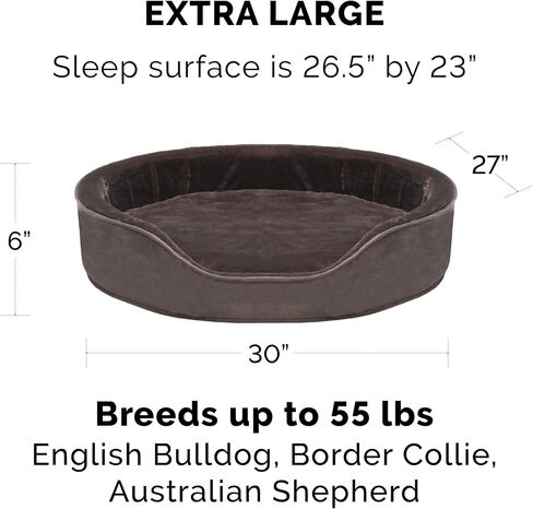 Furhaven Orthopedic Dog Bed for Large Dogs w/ Removable Washable Cover, For Dogs Up to 55 lbs - Plush & Velvet Oval Lounger - Driftwood Brown, XL/Extra Large in Saudi Arabia