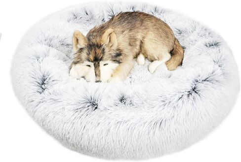 Mr. Peanut's OrthoPlush Two Tone Extra Fluff Faux Fur Donut Pet Bed (Medium, Snowflake) in Saudi Arabia