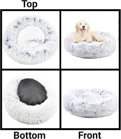 Mr. Peanut's OrthoPlush Two Tone Extra Fluff Faux Fur Donut Pet Bed (Medium, Snowflake) in Saudi Arabia