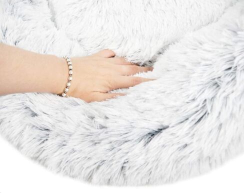 Mr. Peanut's OrthoPlush Two Tone Extra Fluff Faux Fur Donut Pet Bed (Medium, Snowflake) in Saudi Arabia