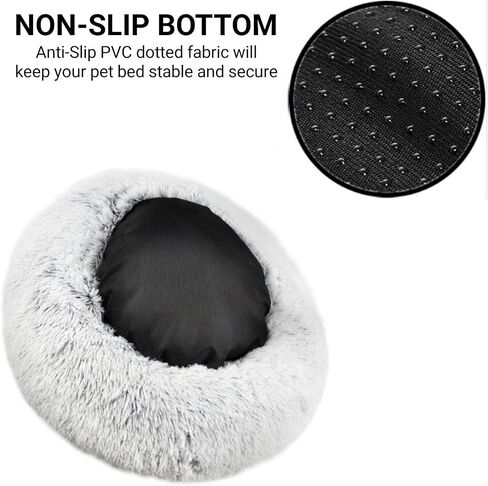 Mr. Peanut's OrthoPlush Two Tone Extra Fluff Faux Fur Donut Pet Bed (Medium, Snowflake) in Saudi Arabia