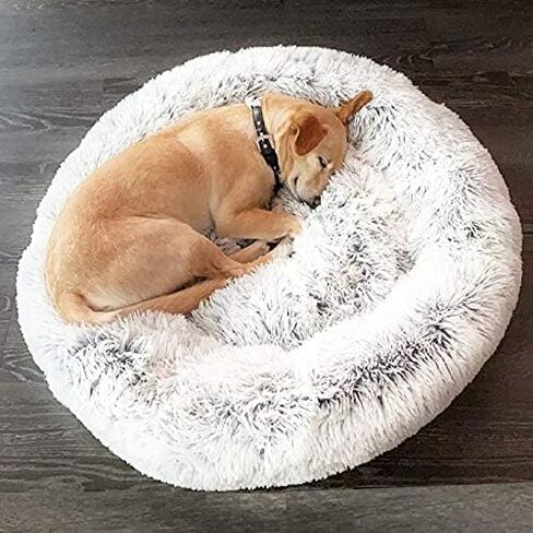 Mr. Peanut's OrthoPlush Two Tone Extra Fluff Faux Fur Donut Pet Bed (Medium, Snowflake) in Saudi Arabia