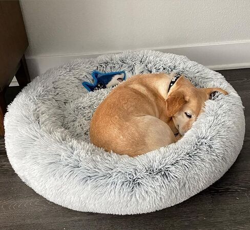 Mr. Peanut's OrthoPlush Two Tone Extra Fluff Faux Fur Donut Pet Bed (Medium, Snowflake) in Saudi Arabia