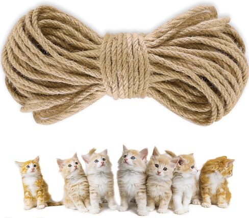 Sisal Rope for Cat Scratching Post Tree-1/4 Inch by 100 Ft, Cat Tree Rope Twine for Cat Scratching Post Replacement (Green/White/Natural Mix Color) in Saudi Arabia