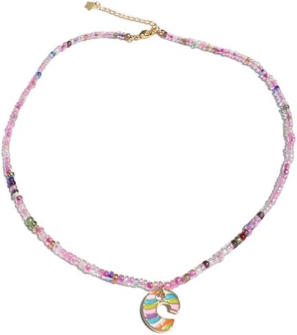 Handmade Letter Choker Necklace Colorful Seed Bead Bohemia Gold Initial Necklaces for Women (m) in Saudi Arabia