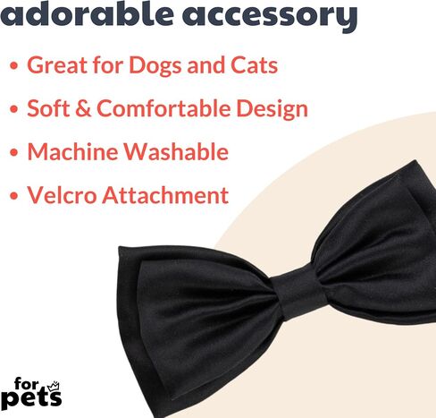 Huxley & Kent Bow Tie for Pets | Black Satin (Small) | Velcro Bow Tie Collar Attachment | Fun Bow Ties for Dogs & Cats | Cute, Comfortable, and Durable | H&K Bow Tie in Saudi Arabia
