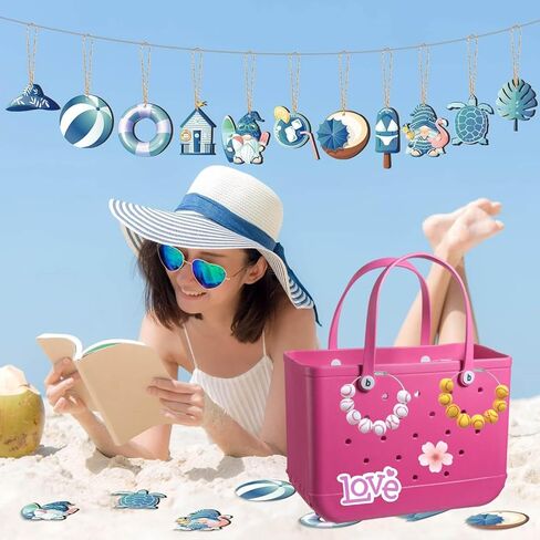 Sports Bogg Bag Accessories Charms, Wooden Beads Charms for Bogg Bag and Simply Southern Tote, Custom Beach Tote Bag Accessories (Tennis) in Saudi Arabia