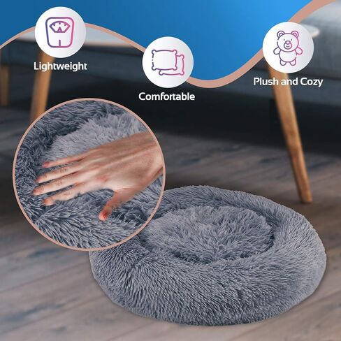 Calming Dog Bed for Large Medium and Small Pets-Cats and Dogs Anxiety Relief and Orthopedic Support Donut Bed-Self Warming Comfy Ultra Soft Faux Fur Plush Bed with Anti Slip Bottom in 3 Custom Sizes in Saudi Arabia