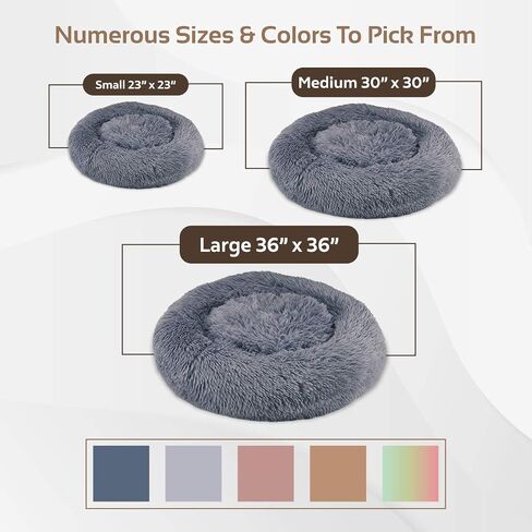 Calming Dog Bed for Large Medium and Small Pets-Cats and Dogs Anxiety Relief and Orthopedic Support Donut Bed-Self Warming Comfy Ultra Soft Faux Fur Plush Bed with Anti Slip Bottom in 3 Custom Sizes in Saudi Arabia