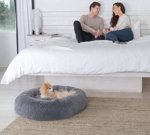 Calming Dog Bed for Large Medium and Small Pets-Cats and Dogs Anxiety Relief and Orthopedic Support Donut Bed-Self Warming Comfy Ultra Soft Faux Fur Plush Bed with Anti Slip Bottom in 3 Custom Sizes in Saudi Arabia