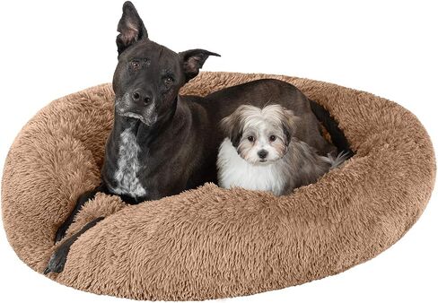 Calming Dog Bed for Large Medium and Small Pets-Cats and Dogs Anxiety Relief and Orthopedic Support Donut Bed-Self Warming Comfy Ultra Soft Faux Fur Plush Bed with Anti Slip Bottom in 3 Custom Sizes in Saudi Arabia
