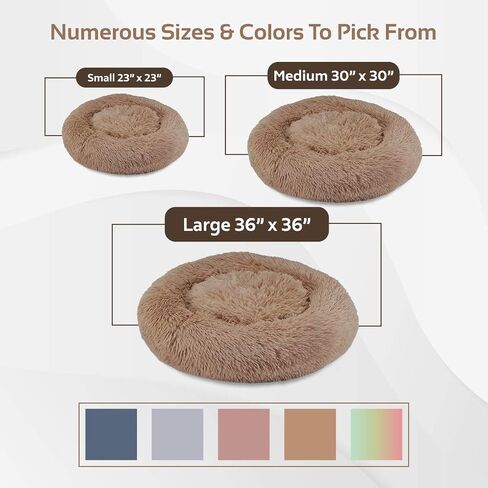 Calming Dog Bed for Large Medium and Small Pets-Cats and Dogs Anxiety Relief and Orthopedic Support Donut Bed-Self Warming Comfy Ultra Soft Faux Fur Plush Bed with Anti Slip Bottom in 3 Custom Sizes in Saudi Arabia