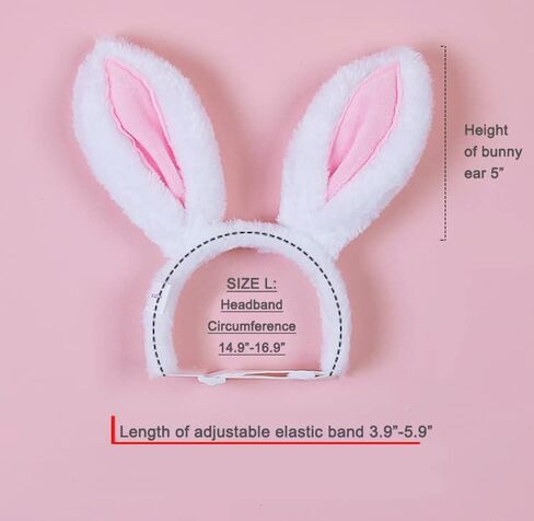 Dog Cute Costume Bunny Rabbit Hat Headband with Ears for Cats & Dogs Party Costume Easter Halloween Novelty Accessory Headwear (Large) in Saudi Arabia