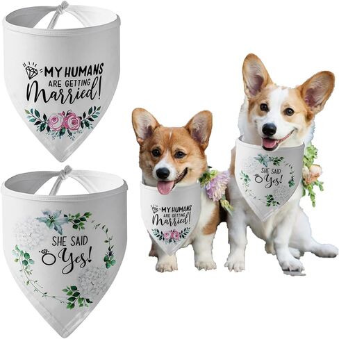 هدايا الخطوبة، YUDANSI Engagement Dog Bandanas 2 Pack، وشاح الحيوانات الأليفة الزفاف، بلدي البشر يتزوجون هدية لمحبي الكلاب، الدعائم الخطوبة لفستان الكلب، كلب صغير متوسط ​​الحجم كبير الحجم in Kuwait
