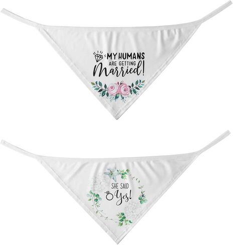 هدايا الخطوبة، YUDANSI Engagement Dog Bandanas 2 Pack، وشاح الحيوانات الأليفة الزفاف، بلدي البشر يتزوجون هدية لمحبي الكلاب، الدعائم الخطوبة لفستان الكلب، كلب صغير متوسط ​​الحجم كبير الحجم in Kuwait