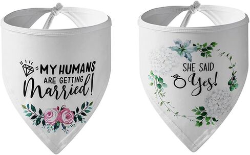 هدايا الخطوبة، YUDANSI Engagement Dog Bandanas 2 Pack، وشاح الحيوانات الأليفة الزفاف، بلدي البشر يتزوجون هدية لمحبي الكلاب، الدعائم الخطوبة لفستان الكلب، كلب صغير متوسط ​​الحجم كبير الحجم in Saudi Arabia