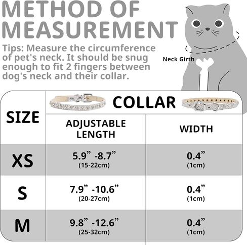 HOWWFALY Pet Bling Accessories Cat and Dog Rhinestone Collar PU Leather Adjustable Collar (Small, Silver) in Saudi Arabia