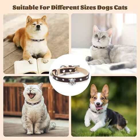 HOWWFALY Pet Bling Accessories Cat and Dog Rhinestone Collar PU Leather Adjustable Collar (Small, Silver) in Saudi Arabia