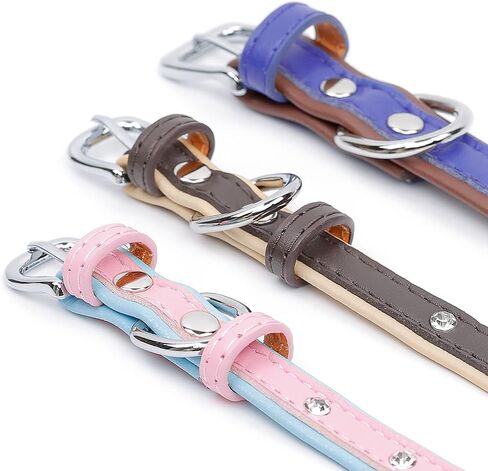 HOWWFALY Pet Bling Accessories Cat and Dog Rhinestone Collar PU Leather Adjustable Collar (Small, Silver) in Saudi Arabia