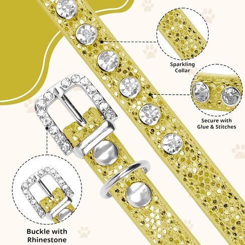 HOWWFALY Pet Bling Accessories Cat and Dog Rhinestone Collar PU Leather Adjustable Collar (Small, Silver) in Saudi Arabia
