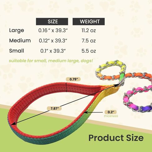 Colorful Rainbow Metal Dog Leash Chain with Handle for Small and Medium Dogs Short Dog Lead, Durable Metal Leash, Dog Leash Handle in Saudi Arabia