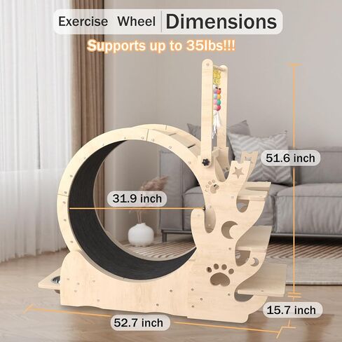 Upgraded Cat Wheel, Cat Exercise Wheel for Indoor Cats, Cat Treadmill with Cat House, Cat Stand, Cat Tree, Cat Bowl, Carpet Run, Cat Amusing Stick, Cat Running Wheel for Kitty's Longer Life in Kuwait