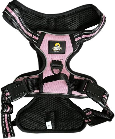 TrekGear Dog Harness, Pet Harness with 2 Leash Clips, Adjustable Soft Padded Dog Vest, Reflective No-Choke Pet Oxford Vest, Easy Control Handle (Pink, Medium) in Saudi Arabia